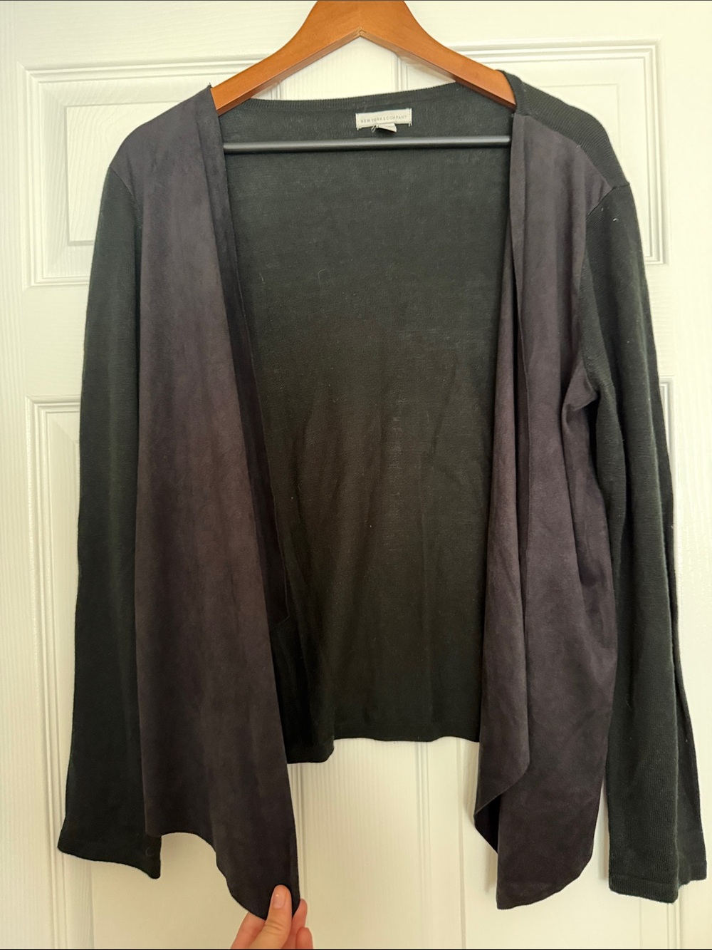 Light Open-Front Black Sweater Cardigan